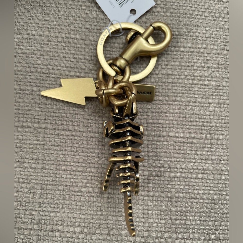 Coach Small Rexy Skeleton Bag Charm in colour brass - Picture 6 of 13